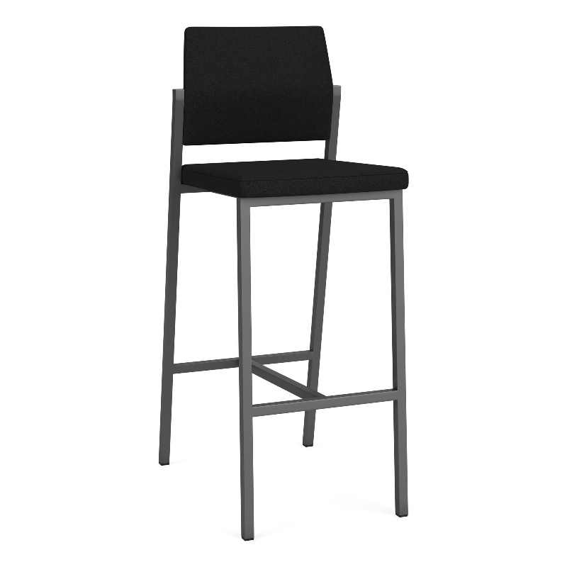 Avon Reception Waiting Cafe Stool UPH Seat Back / Charcoal Steel / Black