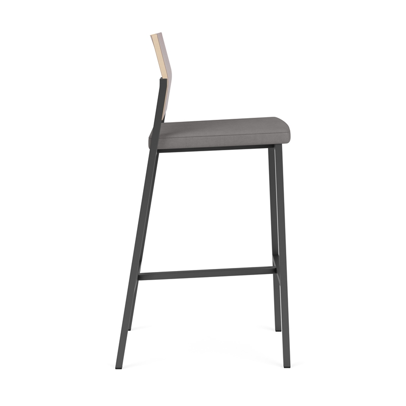 Avon Reception Cafe Stool UPH Seat HPL Back / Charcoal Steel / Mahogany / Gray