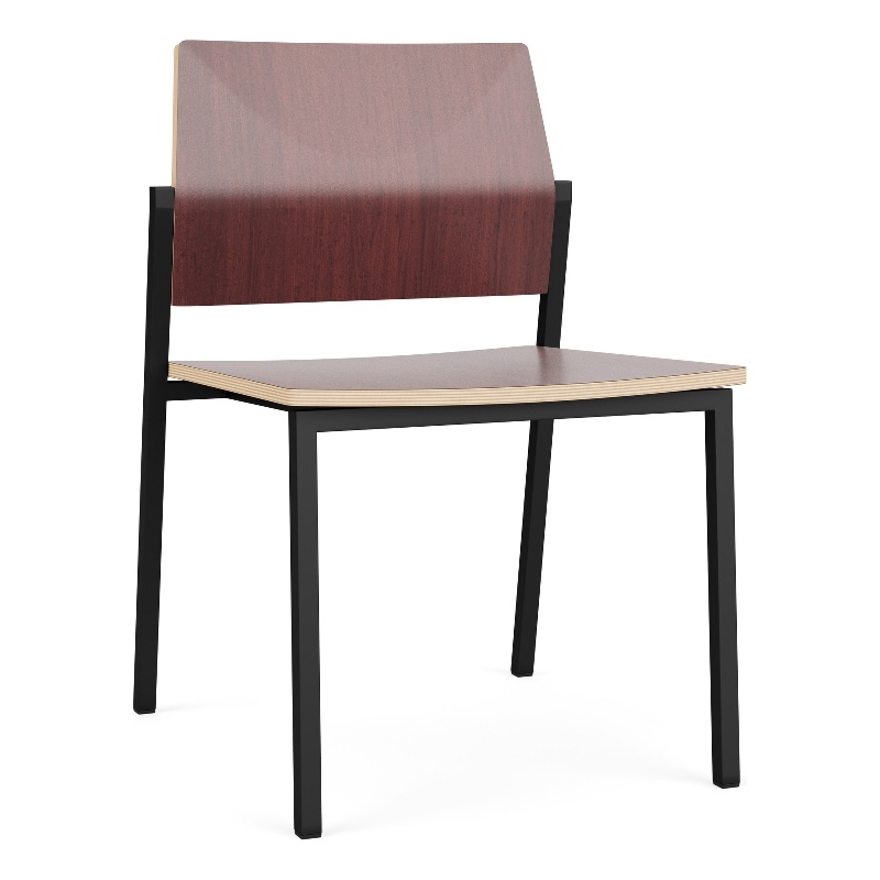 Avon Reception Waiting Armless Chair HPL Seat Back / Black Steel / Mahogany
