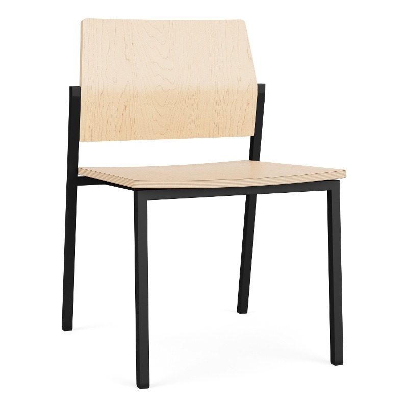 Avon Reception Waiting Armless Chair HPL Seat Back / Black Steel / Natural