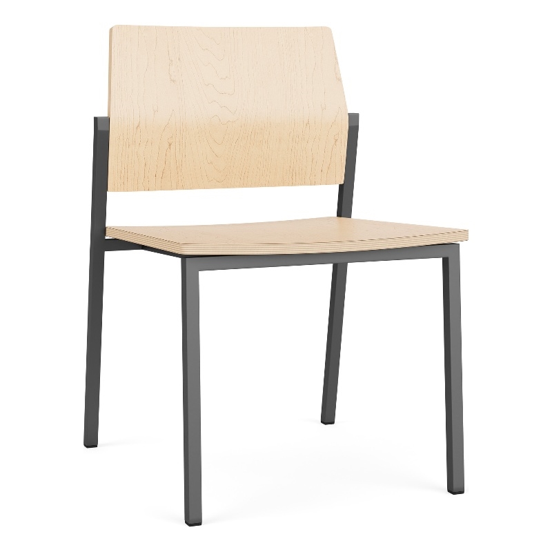 Avon Reception Waiting Armless Chair HPL Seat Back / Charcoal Steel / Natural