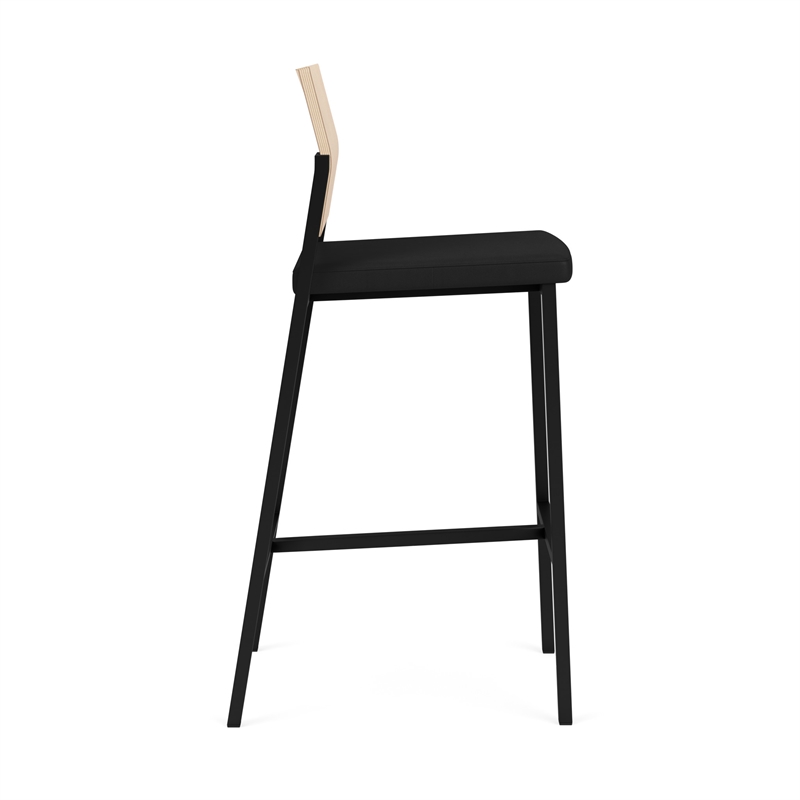Avon Reception Cafe Stool UPH Seat HPL Back / Black Steel / Natural / Black