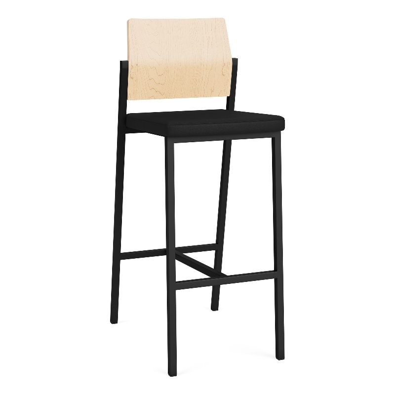 Avon Reception Cafe Stool UPH Seat HPL Back / Black Steel / Natural / Black