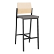 Avon Reception Cafe Stool UPH Seat HPL Back / Black Steel / Natural / Gray