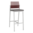 Avon Reception Cafe Stool UPH Seat HPL Back / Silver Steel / Mahogany / Gray