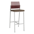 Avon Reception Cafe Stool UPH Seat HPL Back / Silver Steel / Mahogany / Brown