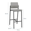 Avon Reception Cafe Stool UPH Seat HPL Back / Silver Steel / Mahogany / Gray