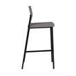 Avon Reception Waiting Cafe Stool UPH Seat Back / Black Steel / Light Gray