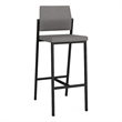 Avon Reception Waiting Cafe Stool UPH Seat Back / Black Steel / Light Gray