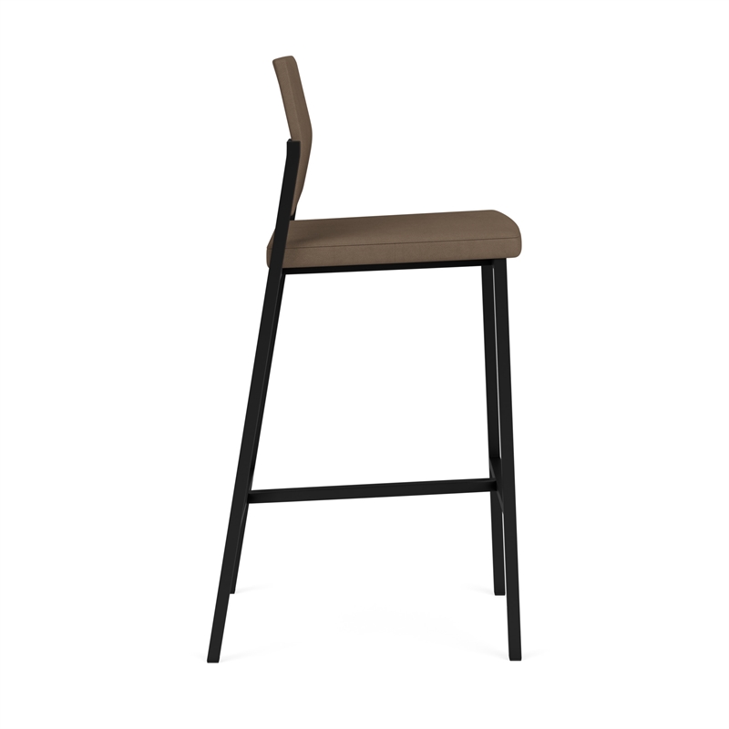 Avon Reception Waiting Room Cafe Stool UPH Seat Back / Black Steel / Brown
