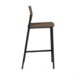Avon Reception Waiting Room Cafe Stool UPH Seat Back / Black Steel / Brown