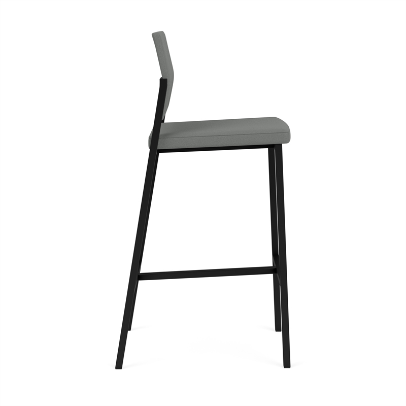 Avon Reception Waiting Cafe Stool UPH Seat Back / Black Steel / Light Gray