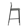 Avon Reception Waiting Cafe Stool UPH Seat Back / Black Steel / Light Gray