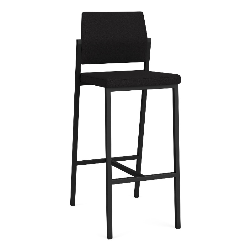 Avon Reception Waiting Room Cafe Stool UPH Seat Back / Black Steel / Black
