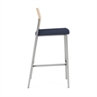 Avon Reception Cafe Stool UPH Seat HPL Back / Silver Steel / Natural / Blue