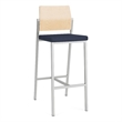 Avon Reception Cafe Stool UPH Seat HPL Back / Silver Steel / Natural / Blue