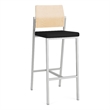 Avon Reception Cafe Stool UPH Seat HPL Back / Silver Steel / Natural / Black