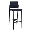 Avon Reception Waiting Cafe Stool UPH Seat Back / Black Steel / Navy Blue