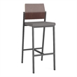 Avon Reception Cafe Stool UPH Seat HPL Back / Charcoal Steel / Walnut / Gray