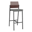 Avon Reception Cafe Stool UPH Seat HPL Back / Charcoal Steel / Walnut / Gray