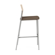 Avon Reception Cafe Stool UPH Seat HPL Back / Silver Steel / Natural / Brown