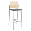 Avon Reception Cafe Stool UPH Seat HPL Back / Silver Steel / Natural / Gray