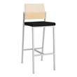 Avon Reception Cafe Stool UPH Seat HPL Back / Silver Steel / Natural / Black