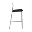 Avon Reception Cafe Stool UPH Seat HPL Back / Silver Steel / Natural / Navy Blue