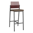 Avon Reception Cafe Stool UPH Seat HPL Back / Charcoal Steel / Mahogany / Brown