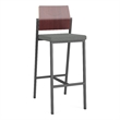Avon Reception Cafe Stool UPH Seat HPL Back / Charcoal Steel / Mahogany / Gray