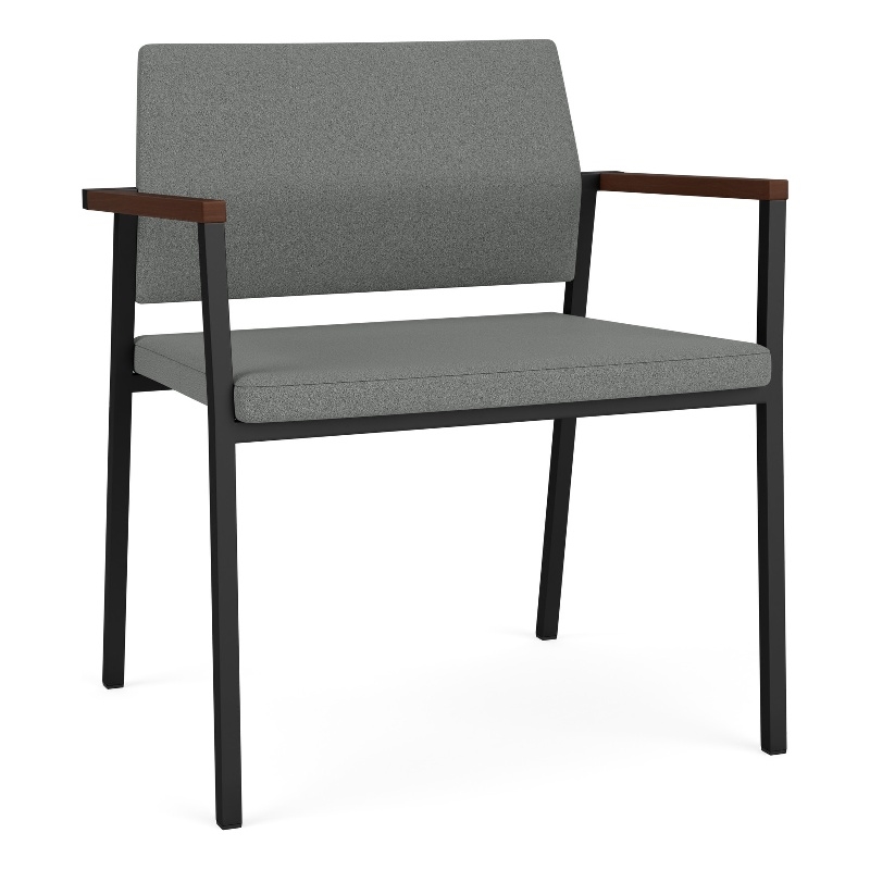 Avon Reception Waiting Oversize Chair UPH Seat Back / Black Steel / Light Gray