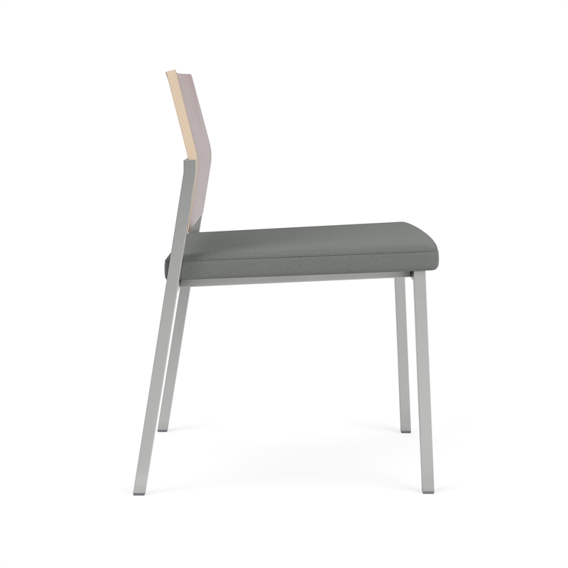 Avon Reception Armless Chair UPH Seat HPL Back / Silver Steel / Mahogany / Gray