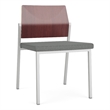 Avon Reception Armless Chair UPH Seat HPL Back / Silver Steel / Mahogany / Gray