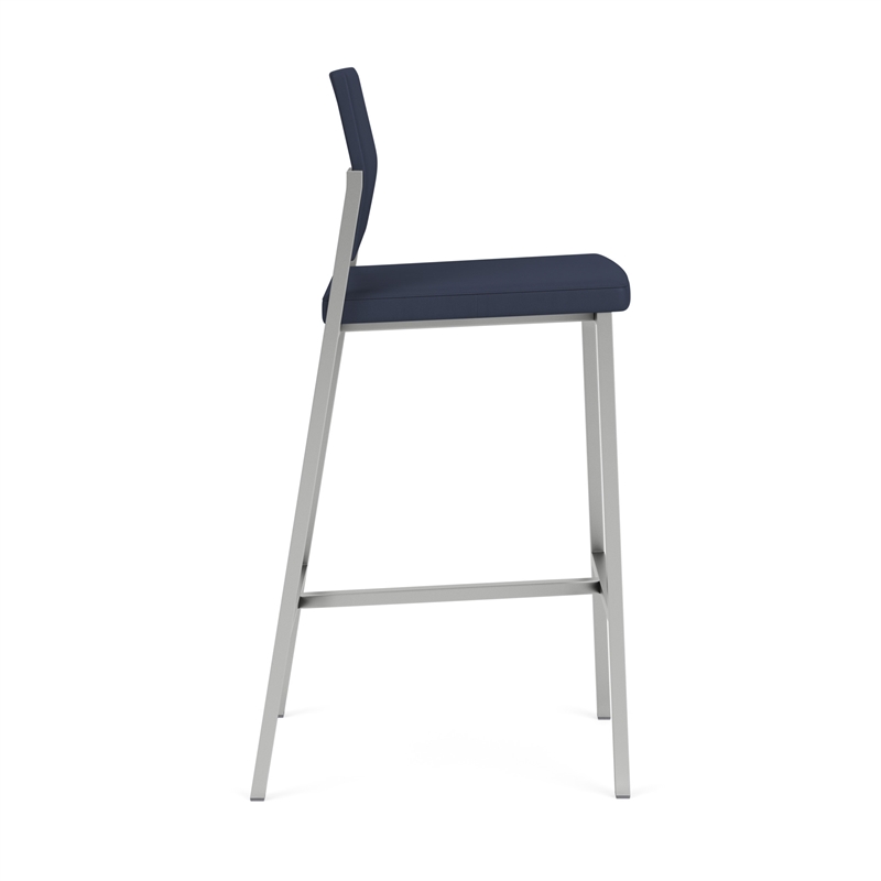 Avon Reception Waiting Room Cafe Stool UPH Seat Back / Silver Steel / Blue
