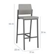 Avon Reception Waiting Room Cafe Stool UPH Seat Back / Silver Steel / Blue