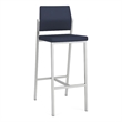 Avon Reception Waiting Room Cafe Stool UPH Seat Back / Silver Steel / Blue