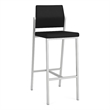 Avon Reception Waiting Cafe Stool UPH Seat Back / Silver Steel / Black