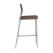 Avon Reception Waiting Cafe Stool UPH Seat Back / Silver Steel / Brown