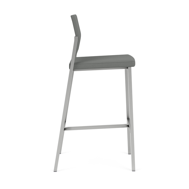 Avon Reception Waiting Cafe Stool UPH Seat Back / Silver Steel / Light Gray