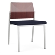 Avon Reception Armless Chair UPH Seat HPL Back / Silver / Mahogany / Navy Blue