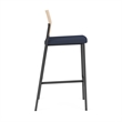 Avon Reception Cafe Stool UPH Seat HPL Back / Charcoal Steel / Natural / Blue