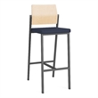 Avon Reception Cafe Stool UPH Seat HPL Back / Charcoal Steel / Natural / Blue