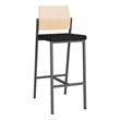 Avon Reception Cafe Stool UPH Seat HPL Back / Charcoal Steel / Natural / Black