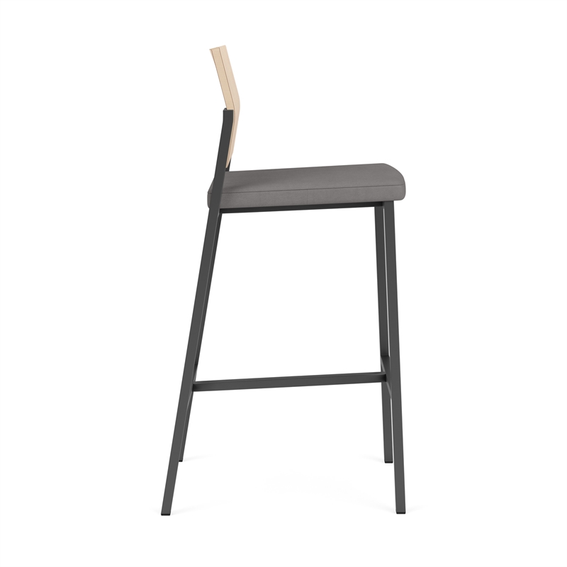 Avon Reception Cafe Stool UPH Seat HPL Back / Charcoal Steel / Natural / Gray