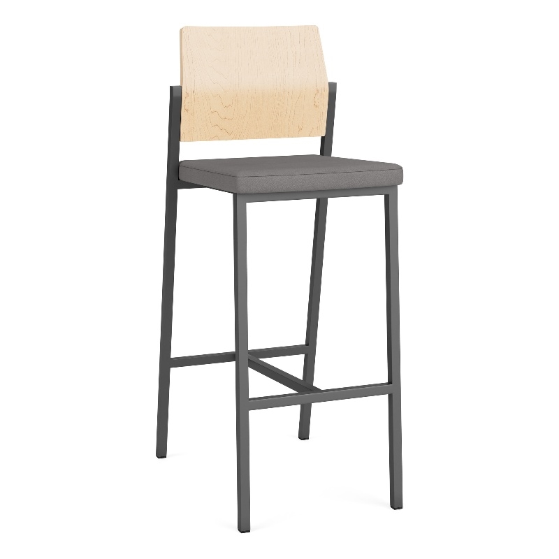 Avon Reception Cafe Stool UPH Seat HPL Back / Charcoal Steel / Natural / Gray