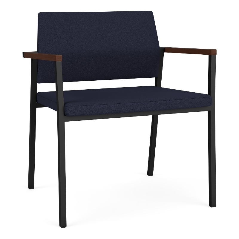 Avon Reception Waiting Oversize Chair UPH Seat Back / Black Steel / Navy Blue