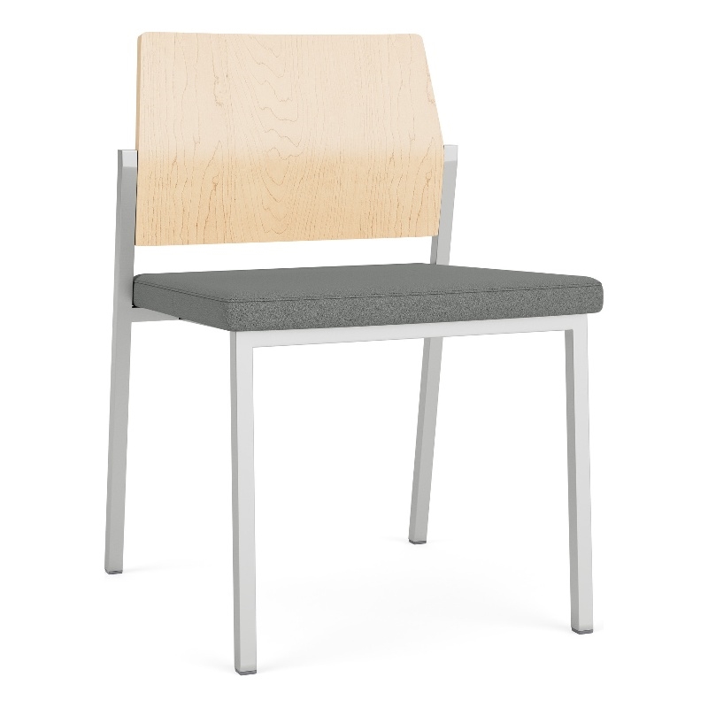 Avon Reception Armless Chair UPH Seat HPL Back / Silver Steel / Natural / Gray