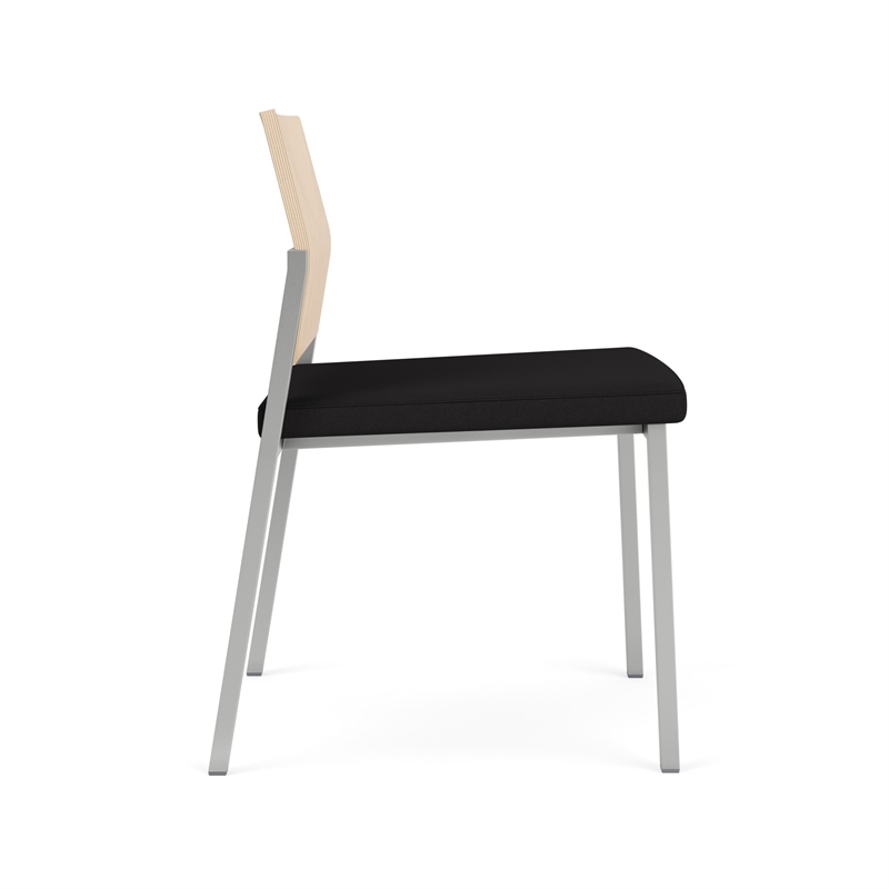 Avon Reception Armless Chair UPH Seat HPL Back / Silver Steel / Natural / Black