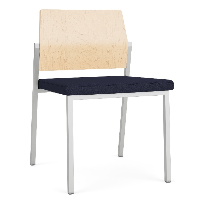 Avon Reception Armless Chair UPH Seat HPL Back / Silver / Natural / Navy Blue