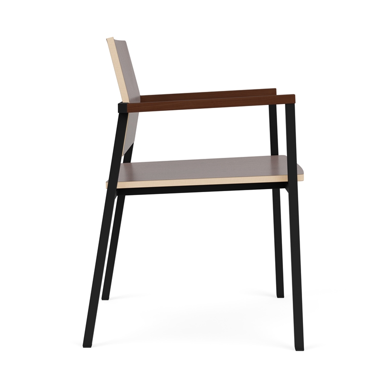 Avon Reception Waiting Guest Chair HPL Seat Back / Black Steel / Walnut
